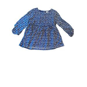Mini Boden Kids Top 9-10Y Blue Patterned Long Sleeve